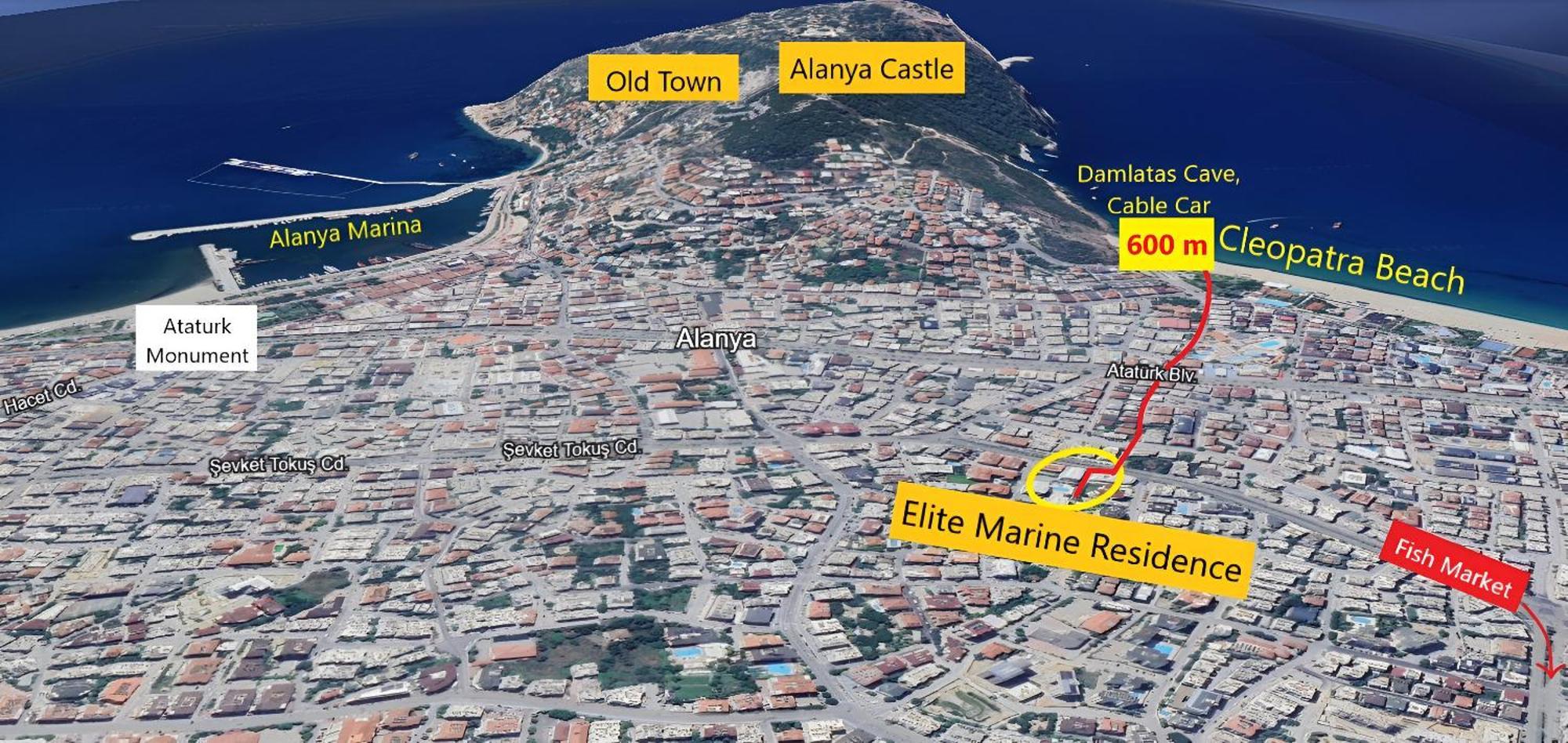 Elite Marine Residence - Cleopatra, Center Alanya Zewnętrze zdjęcie
